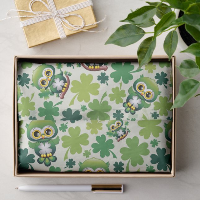 Baby Owl Cute St Patrick Cartoon Tissue Paper (Gift)