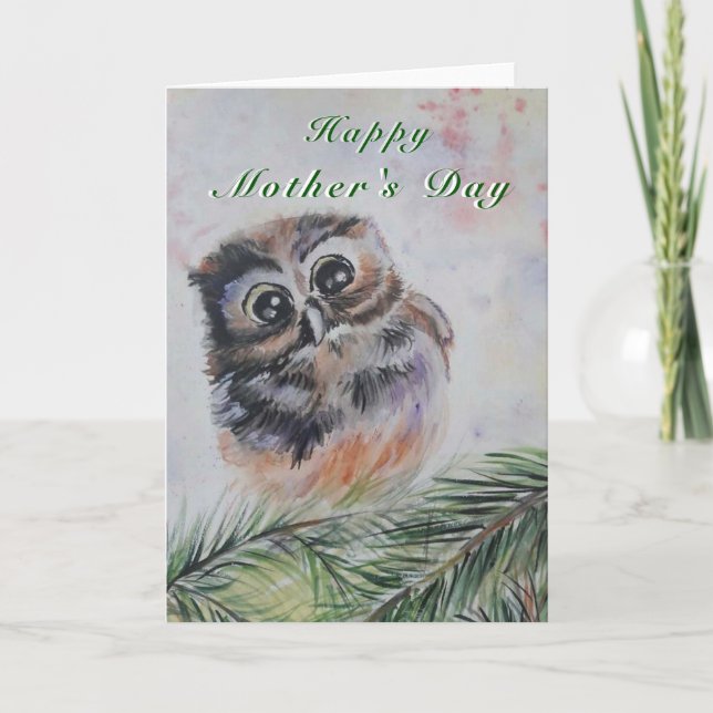 Baby Owl Mother's Day Card (Front)