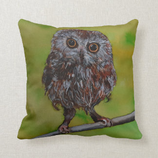 Baby Owl Painting By MirandaPA Cushion