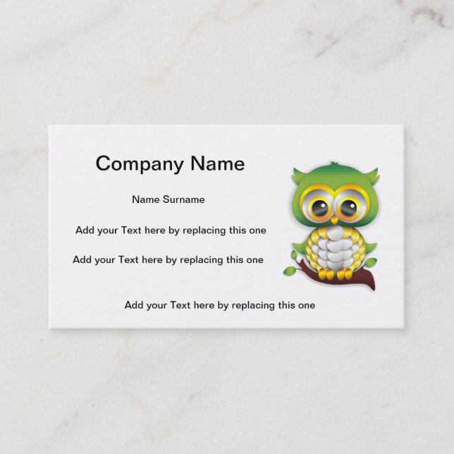 Baby Owl Paper Craft Design Business Card (Front)