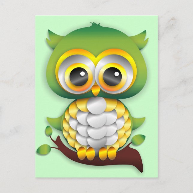 Baby Owl Paper Craft Design Postcard (Front)