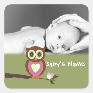 Baby Owl/ Photo Square Sticker