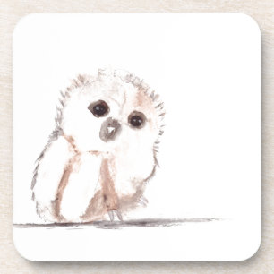 Baby owl small bird coaster