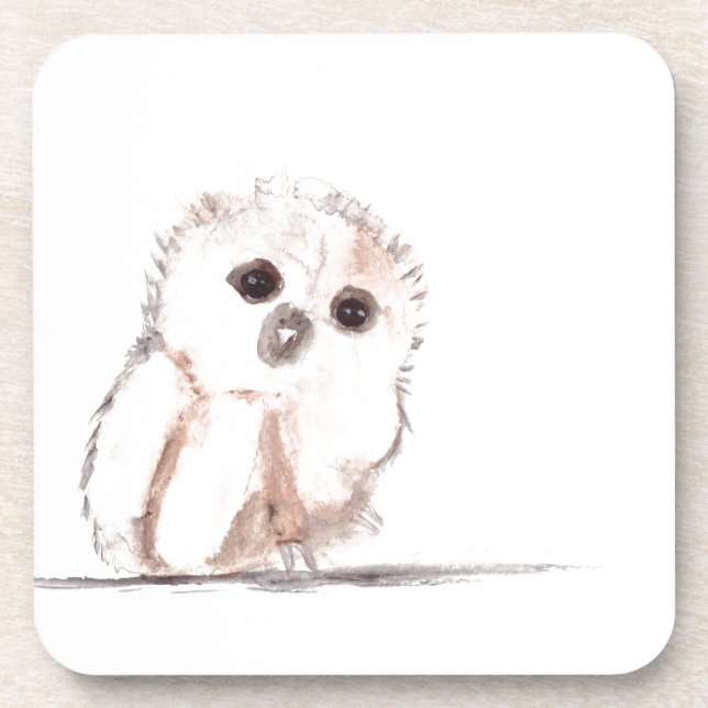 Baby owl small bird coaster (Front)