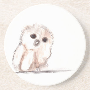 Baby owl small bird coaster