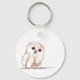 Baby owl small bird key ring