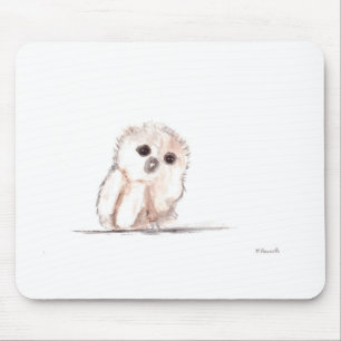 Baby owl small bird mouse pad