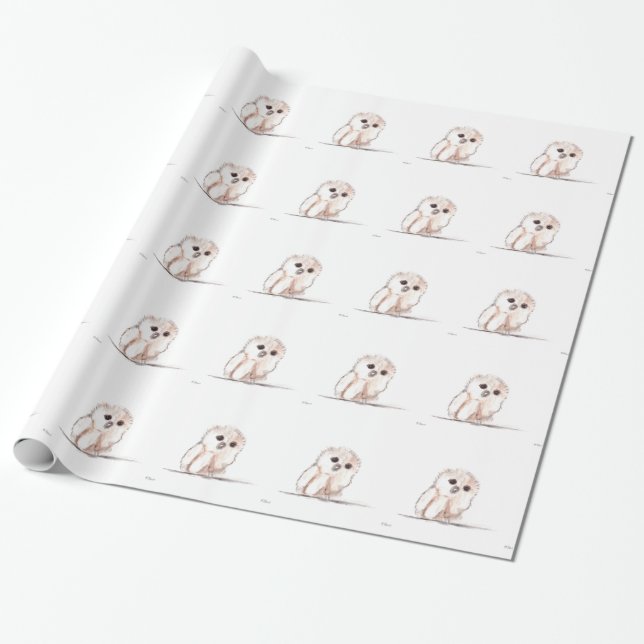 Baby owl small bird wrapping paper (Unrolled)