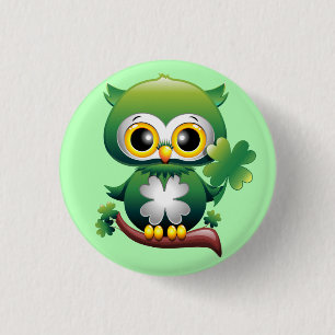 Baby Owl St Patrick Paddy Cartoon 3 Cm Round Badge