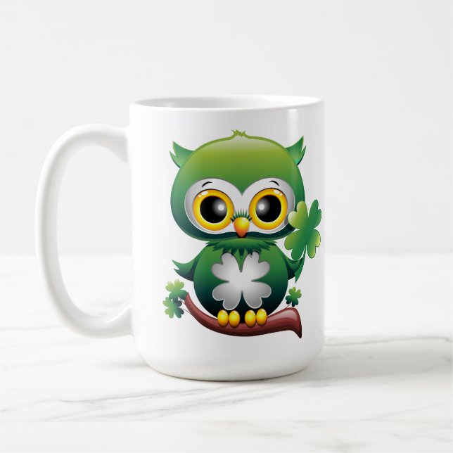 Baby Owl St Patrick Paddy Cartoon  Coffee Mug (Left)