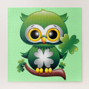 Baby Owl St Patrick Paddy Cartoon Jigsaw Puzzle