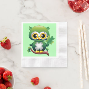 Baby Owl St Patrick Paddy Cartoon  Napkin