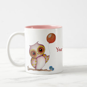 Baby Owl with Balloon Customisable Mug