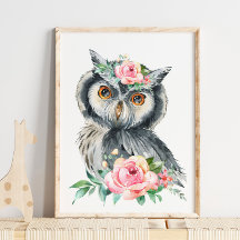 Baby Owl Woodland Animal Nursery | Cute Wall Print