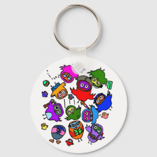 Baby Owls Learning to Fly Key Ring