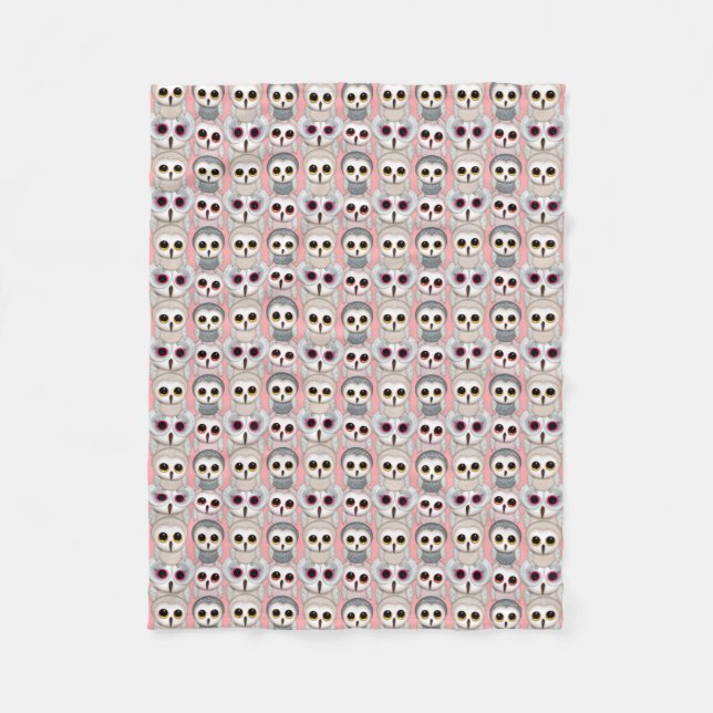 Baby Owls On Pale Pink Background Pattern Fleece Blanket (Front)