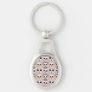 Baby Owls On Pale Pink Background Pattern Key Ring