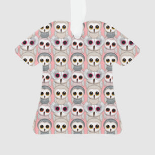 Baby Owls On Pale Pink Background Pattern Ornament