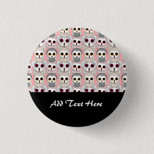 Baby Owls on Pink Pattern 3 Cm Round Badge