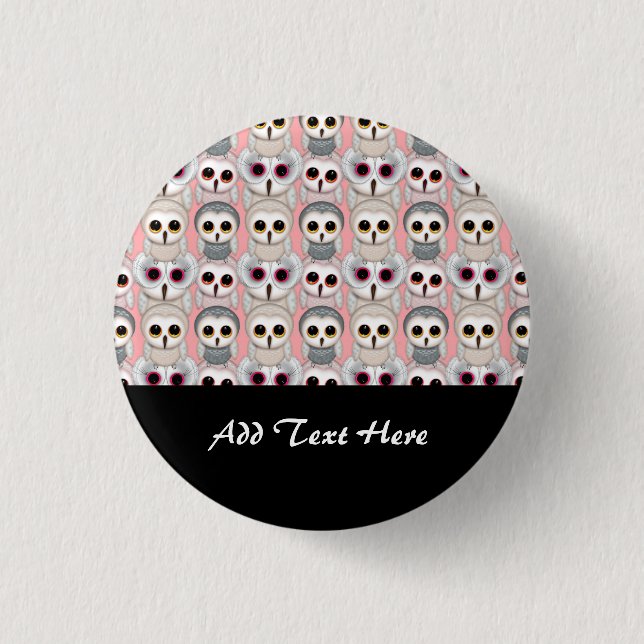 Baby Owls on Pink Pattern 3 Cm Round Badge (Front)