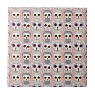 Baby Owls on Pink Pattern Ceramic Tile