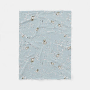 Baby Owls on Winter Snowy Limbs Fleece Blanket