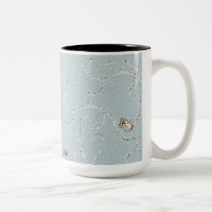 Baby Owls on Winter Snowy Limbs Two-Tone Coffee Mug