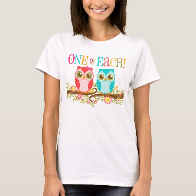 Baby Owls - One of Each! Twins - Maternity Shirt (Front)