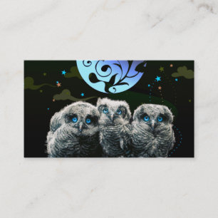 Baby Owls Under The Moonlight Business Card