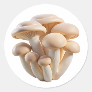Baby Oyster Mushrooms Plastic 3D – Glossy Round La Classic Round Sticker