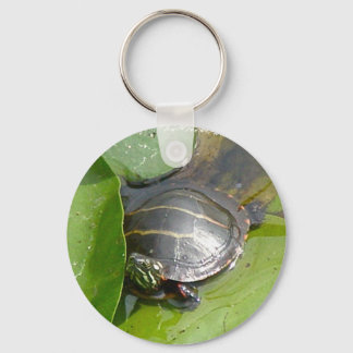 Baby Painted Turtle on Lilypad Items Key Ring