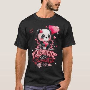 Baby Panda Adorable Valentine Sweetie With Hearts  T-Shirt