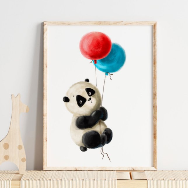 Baby Panda Balloon Print | Panda Watercolor Print (Creator Uploaded)