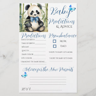 Baby Panda Bear Boy Baby Predictions Advice Card