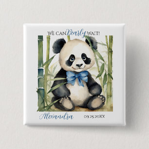 Baby Panda Bear Boy Baby Shower 15 Cm Square Badge