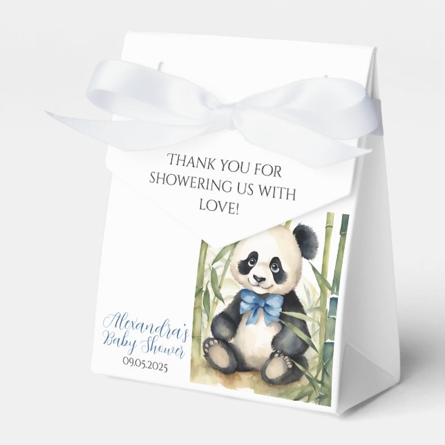Baby Panda Bear Boy Baby Shower Favour Box (Front Side)