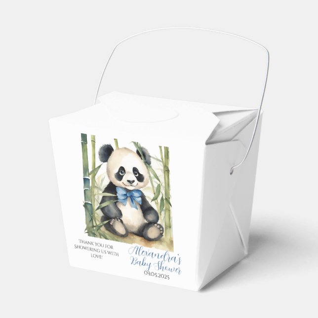 Baby Panda Bear Boy Baby Shower Favour Box (Front Side)