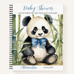 Baby Panda Bear Boy Baby Shower Guest Gift List Notebook