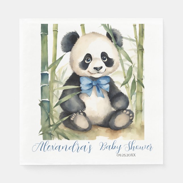 Baby Panda Bear Boy Baby Shower Napkin (Front)