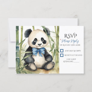Baby Panda Bear Boy Baby Shower RSVP Card