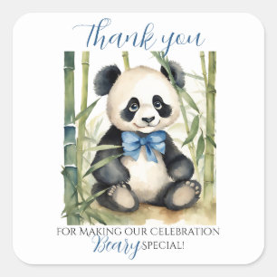 Baby Panda Bear Boy Baby Shower Thank You Square Sticker