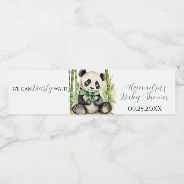 Baby Panda Bear Gender Neutral Baby Shower Water Bottle Label (Single Label)