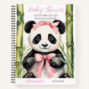 Baby Panda Bear Girl Baby Shower Guest Gift List Notebook