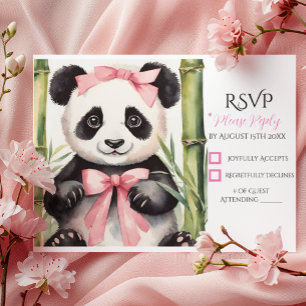 Baby Panda Bear Girl Baby Shower RSVP Card
