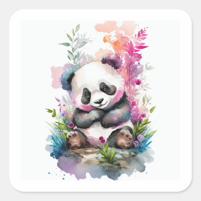 Baby Panda Bear Square Sticker (Front)
