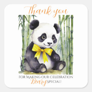 Baby Panda Bear Unisex Baby Shower Thank You Square Sticker