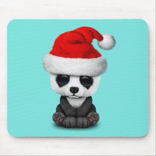 Baby Panda Bear Wearing a Santa Hat Mouse Pad