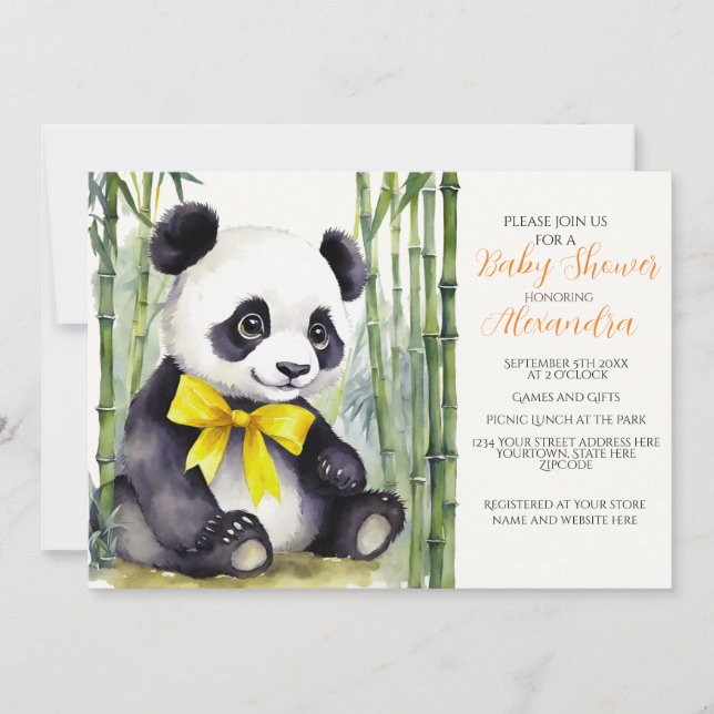 Baby Panda Bearly Wait Baby Shower Invitation (Front)