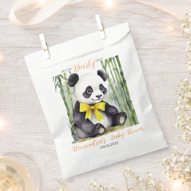 Baby Panda Bearly Wait Gender Neutral Baby Shower Favour Bag (Clipped)