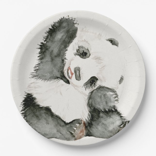 Baby Panda | Cute & Furry Paper Plate (Front)